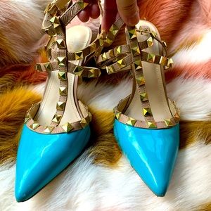 BCBGeneration Turquoise Studded Heels, size 7.5